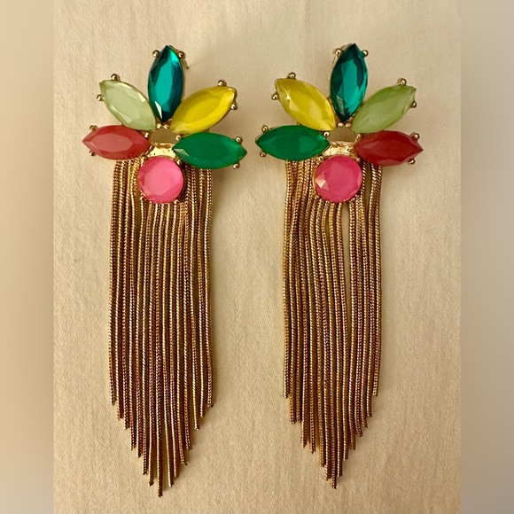 Towne & Reese Tara Chain Tassel Earrings. - Picture 2 of 3